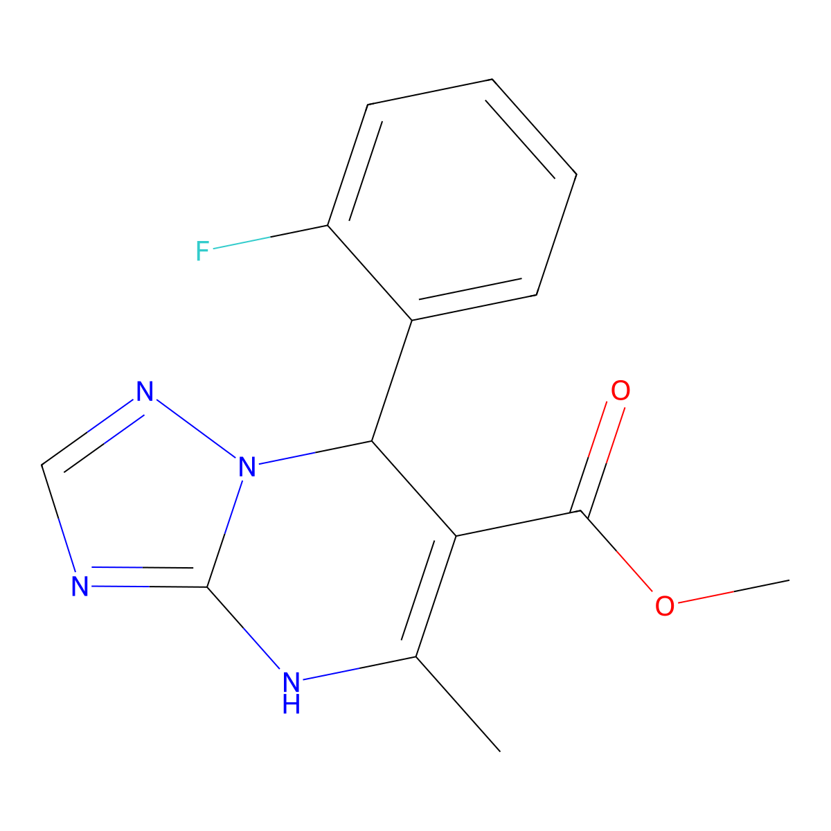 Methyl 7-(2-fluorophenyl)-5-methyl-4,7-dihydro[1,2,4]triazolo[1,5-a]pyrimidine-6-carboxylate molecular structure, CAS 681470-84-8