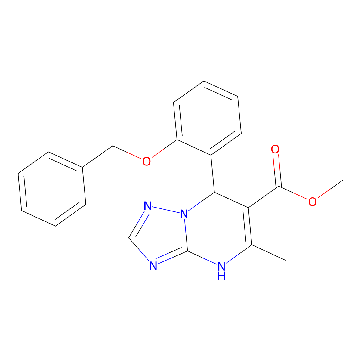 Methyl 7-(2-(benzyloxy)phenyl)-5-methyl-4,7-dihydro-[1,2,4]triazolo[1,5-a]pyrimidine-6-carboxylate molecular structure, CAS 681470-89-3