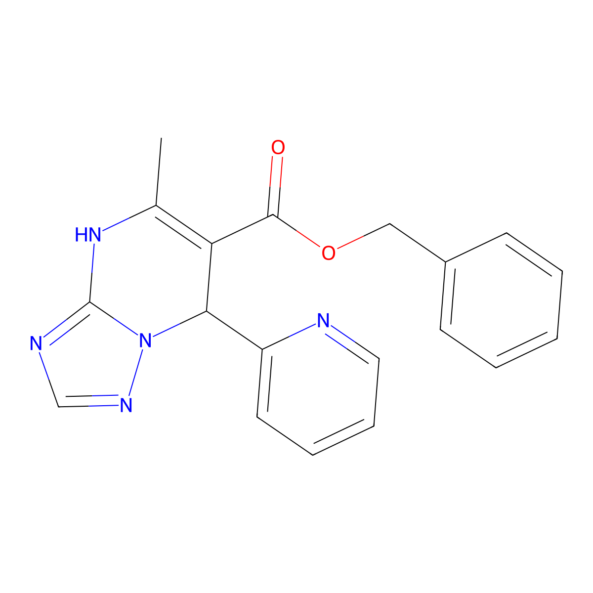 Benzyl 5-methyl-7-(pyridin-2-yl)-4,7-dihydro-[1,2,4]triazolo[1,5-a]pyrimidine-6-carboxylate molecular structure, CAS 681471-78-3