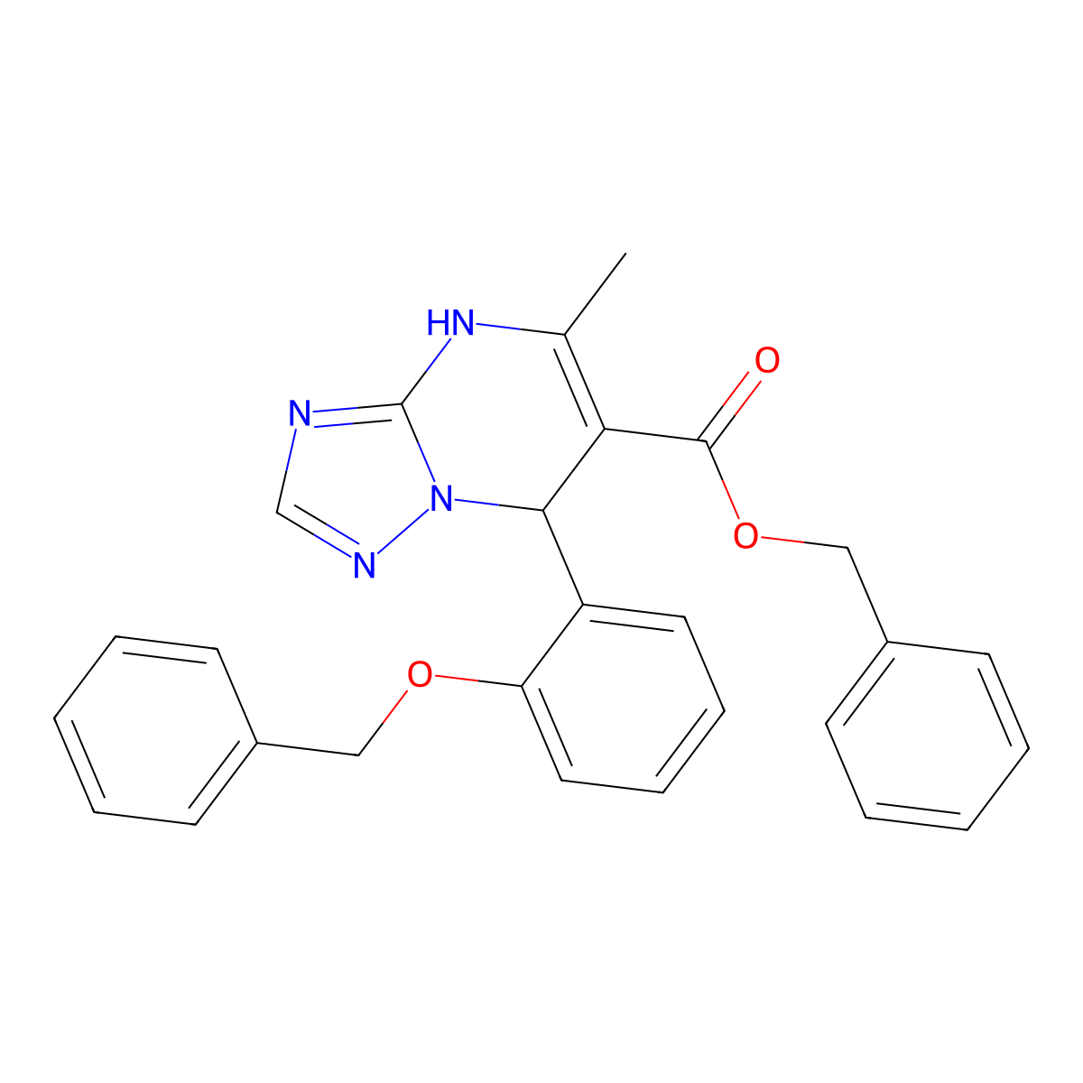 Benzyl 7-(2-(benzyloxy)phenyl)-5-methyl-4,7-dihydro-[1,2,4]triazolo[1,5-a]pyrimidine-6-carboxylate molecular structure, CAS 681471-86-3
