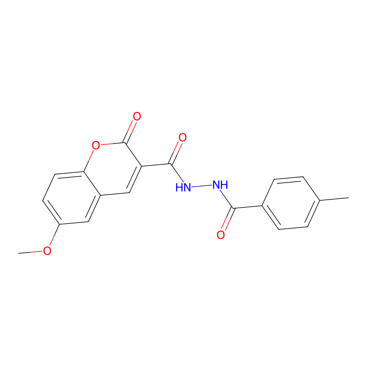 6-methoxy-N'-(4-methylbenzoyl)-2-oxo-2H-chromene-3-carbohydrazide molecular structure, CAS 681479-54-9