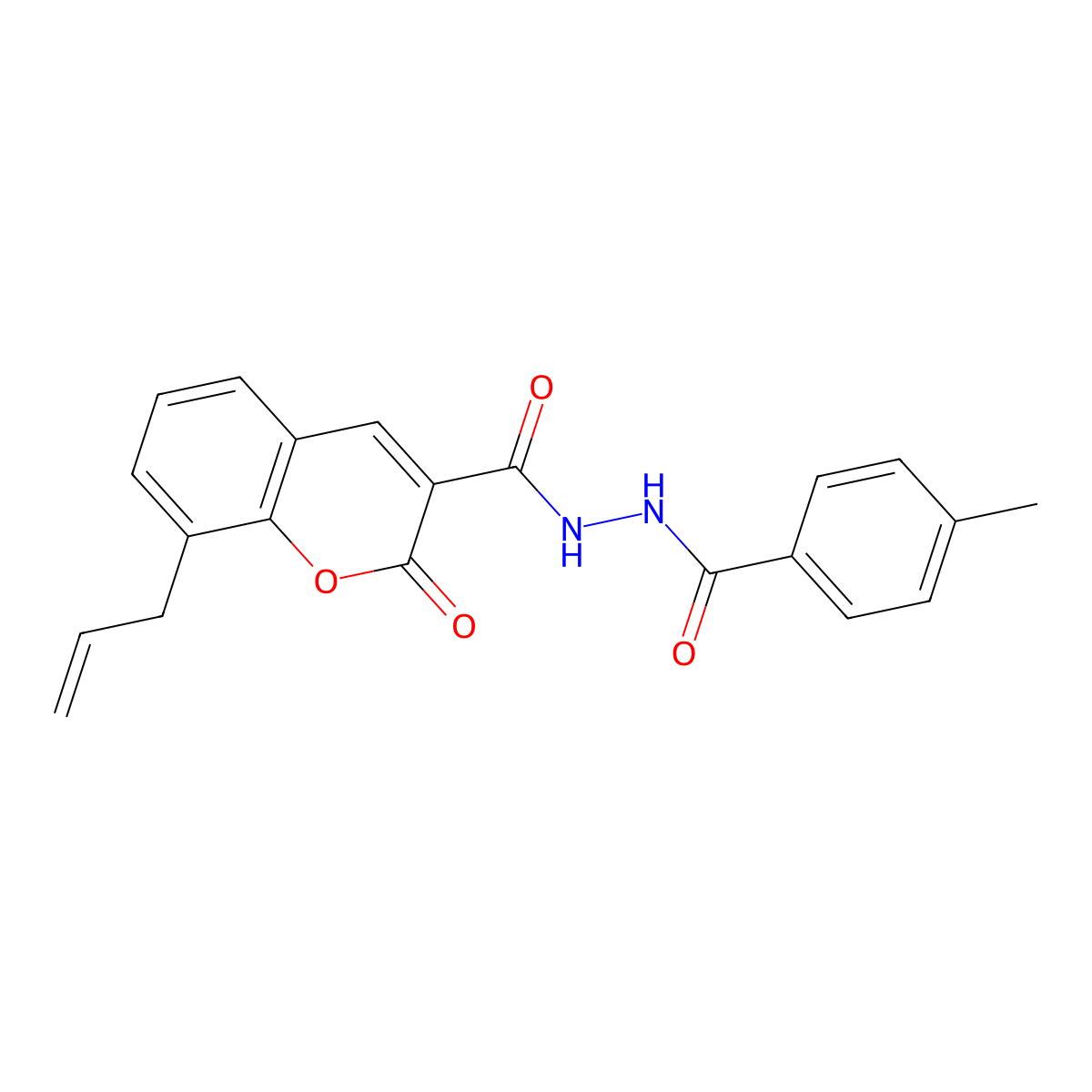 8-allyl-N'-(4-methylbenzoyl)-2-oxo-2H-chromene-3-carbohydrazide molecular structure, CAS 681479-55-0