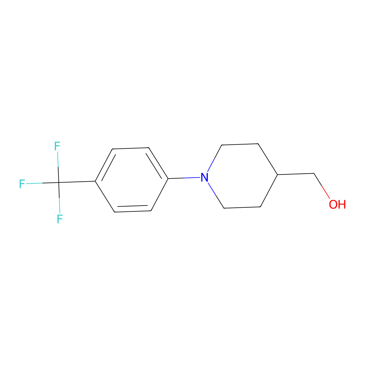 (1-(4-(Trifluoromethyl)phenyl)piperidin-4-yl)methanol molecular structure, CAS 681481-99-2