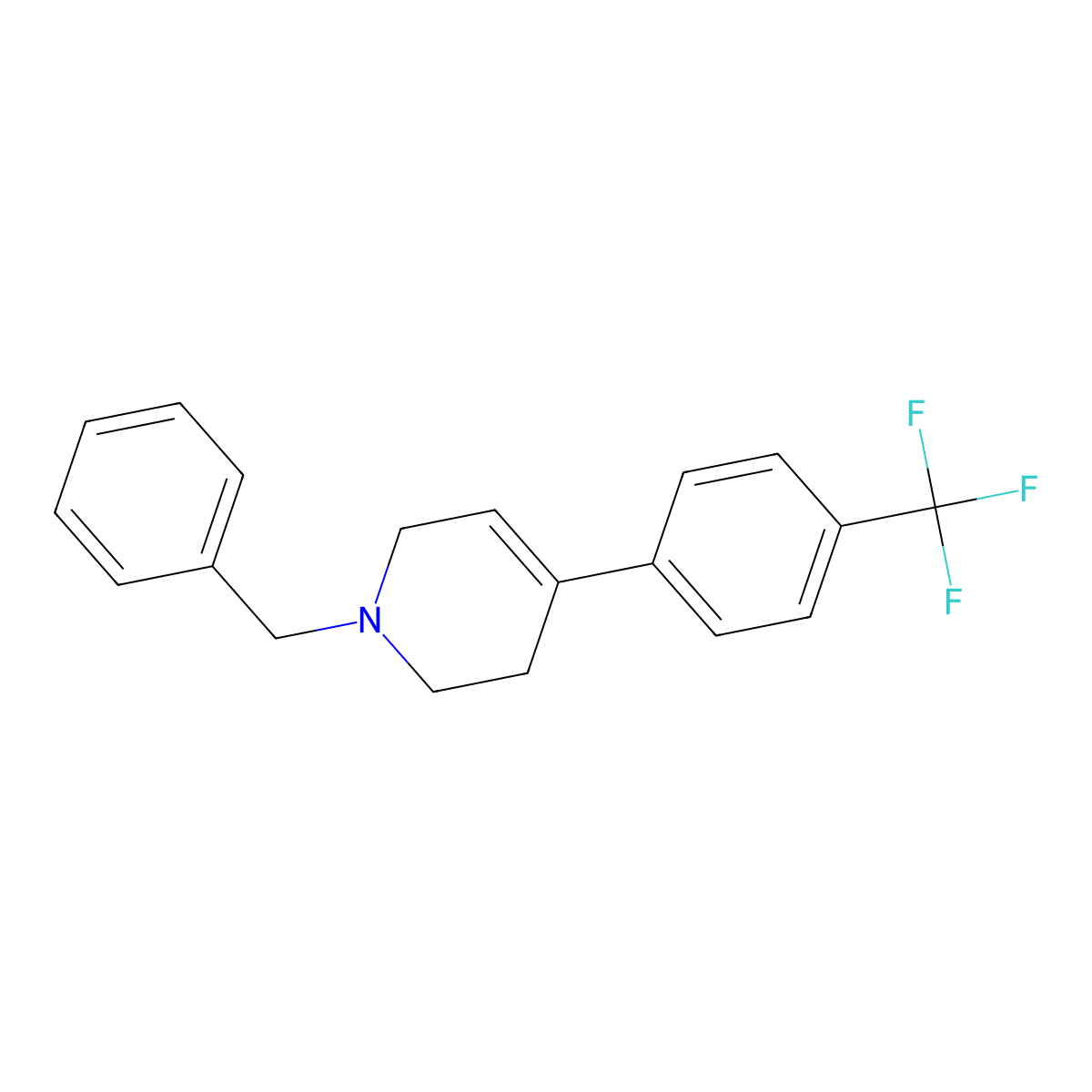 1-Benzyl-4-[4-(trifluoromethyl)phenyl]-1,2,3,6-tetrahydropyridine molecular structure, CAS 681482-24-6