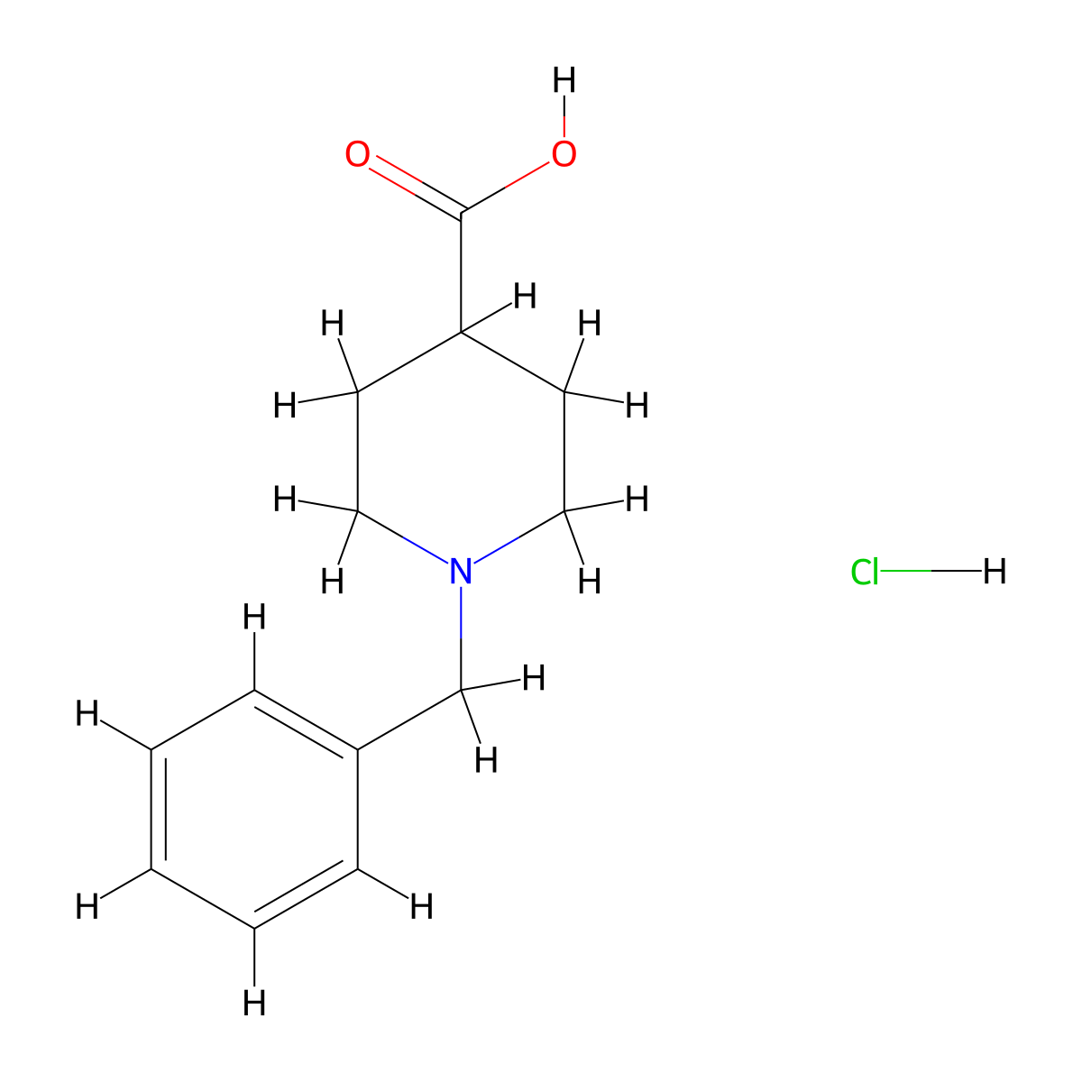 1-Benzylpiperidine-4-carboxylic acid hydrochloride molecular structure, CAS 681482-53-1