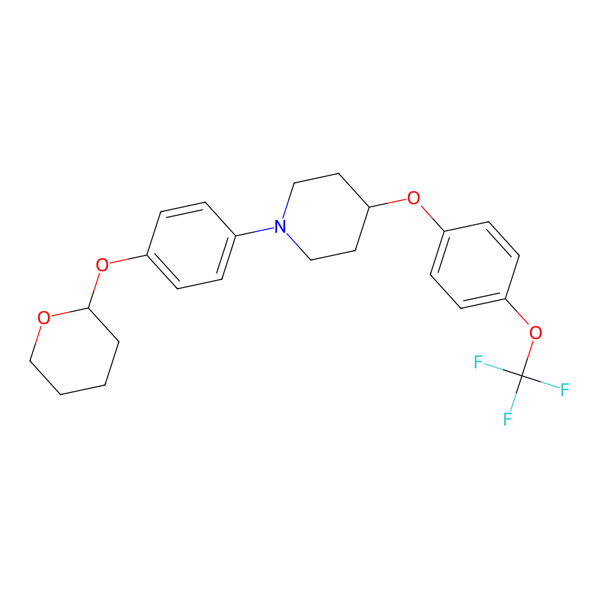 1-[4-(Tetrahydropyran-2-yloxy)phenyl]-4-(4-trifluoromethoxyphenoxy)piperidine molecular structure, CAS 681482-80-4