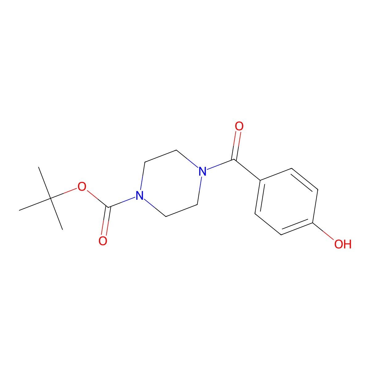 Tert-butyl 4-(4-hydroxybenzoyl)piperazine-1-carboxylate molecular structure, CAS 681482-86-0
