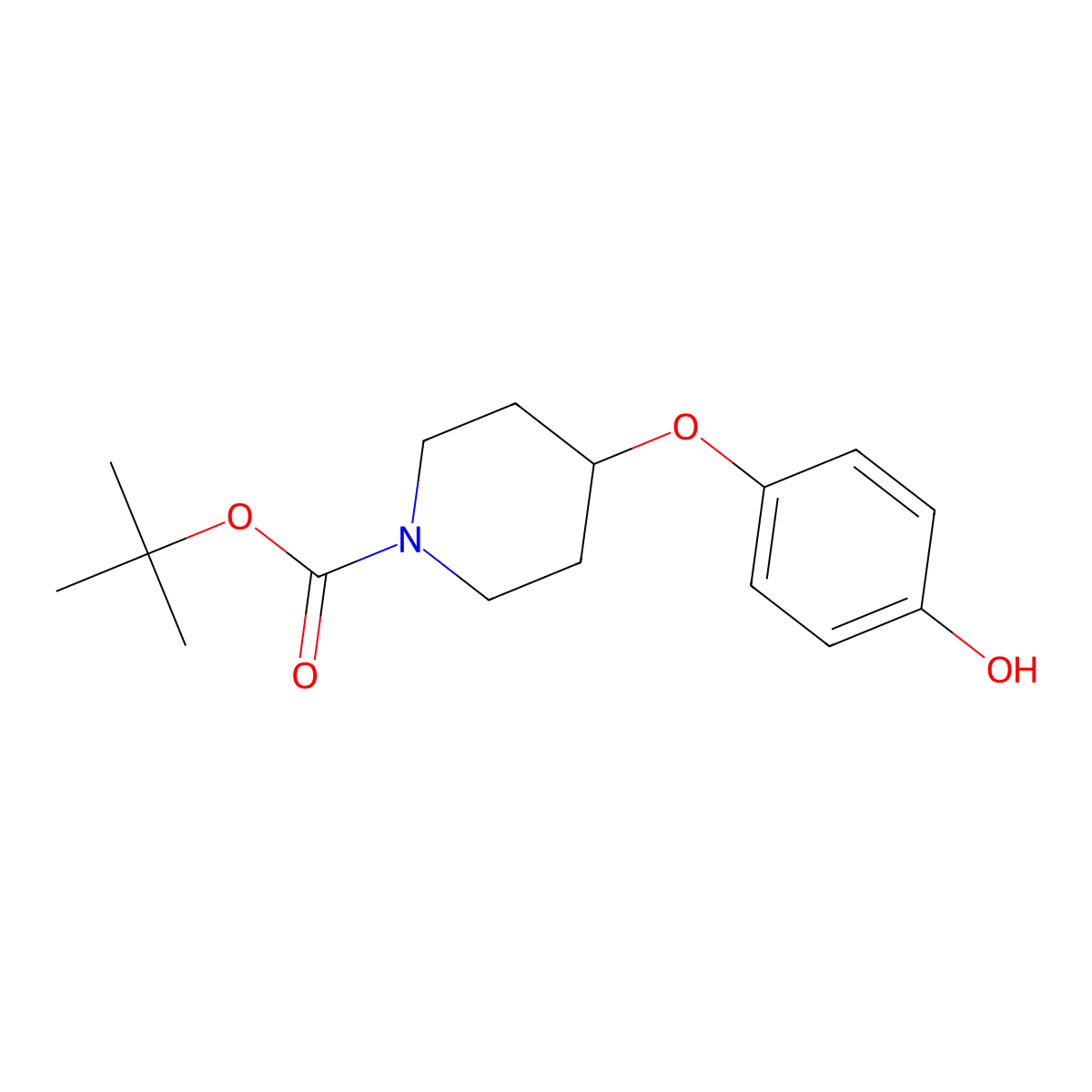 Tert-butyl 4-(4-hydroxyphenoxy)piperidine-1-carboxylate molecular structure, CAS 681484-29-7