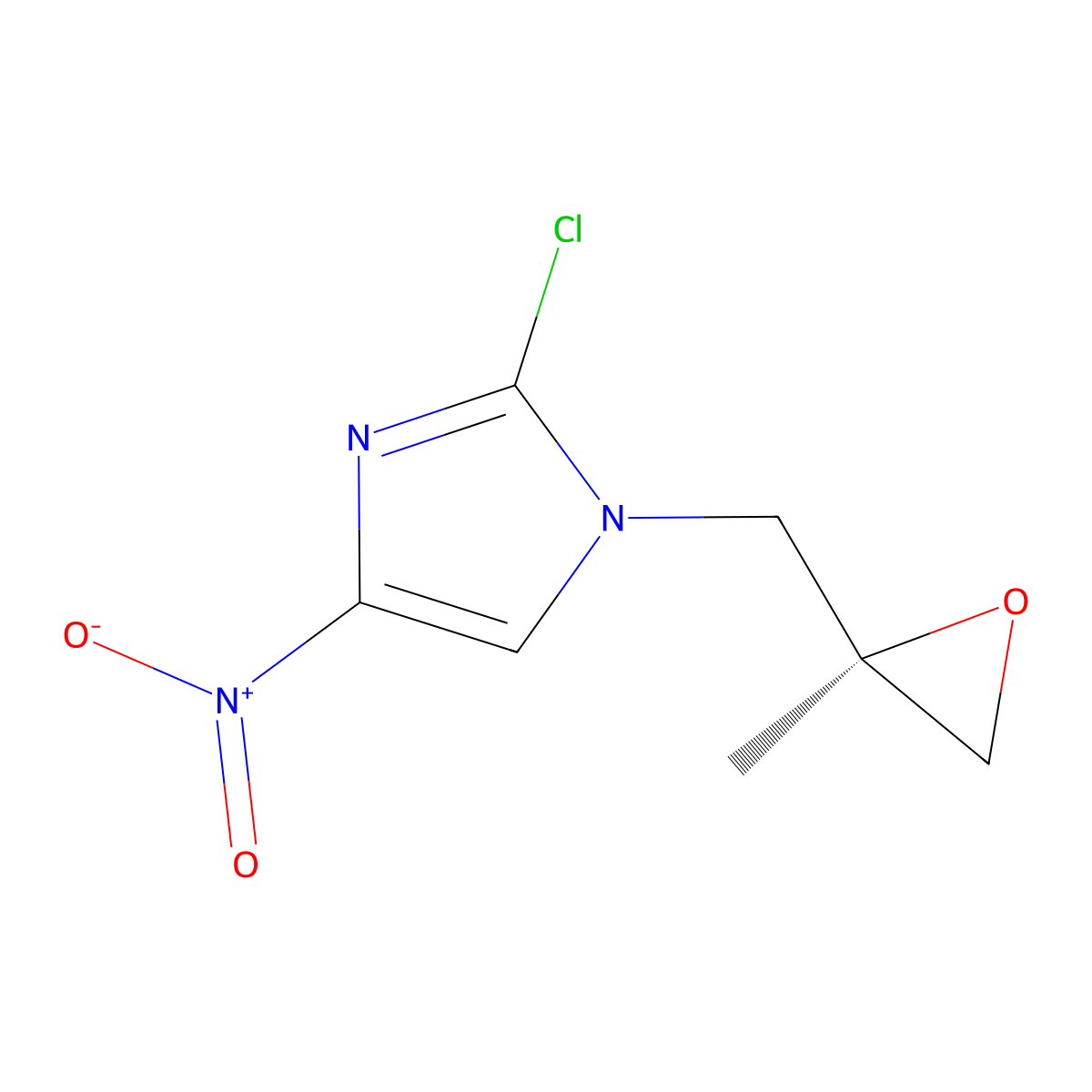 (R)-2-chloro-1-(2-methyloxiran-2-ylmethyl)-4-nitroimidazole molecular structure, CAS 681490-93-7