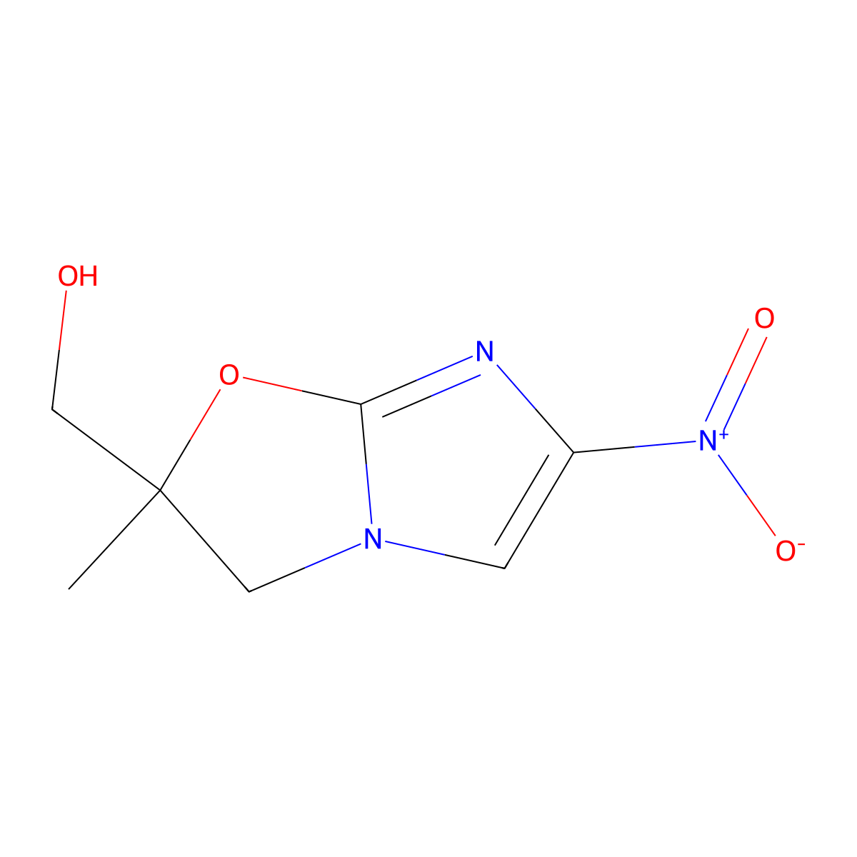 (r)-(2-Methyl-6-nitro-2,3-dihydroimidazo[2,1-b]oxazol-2-yl)methanol molecular structure, CAS 681491-16-7