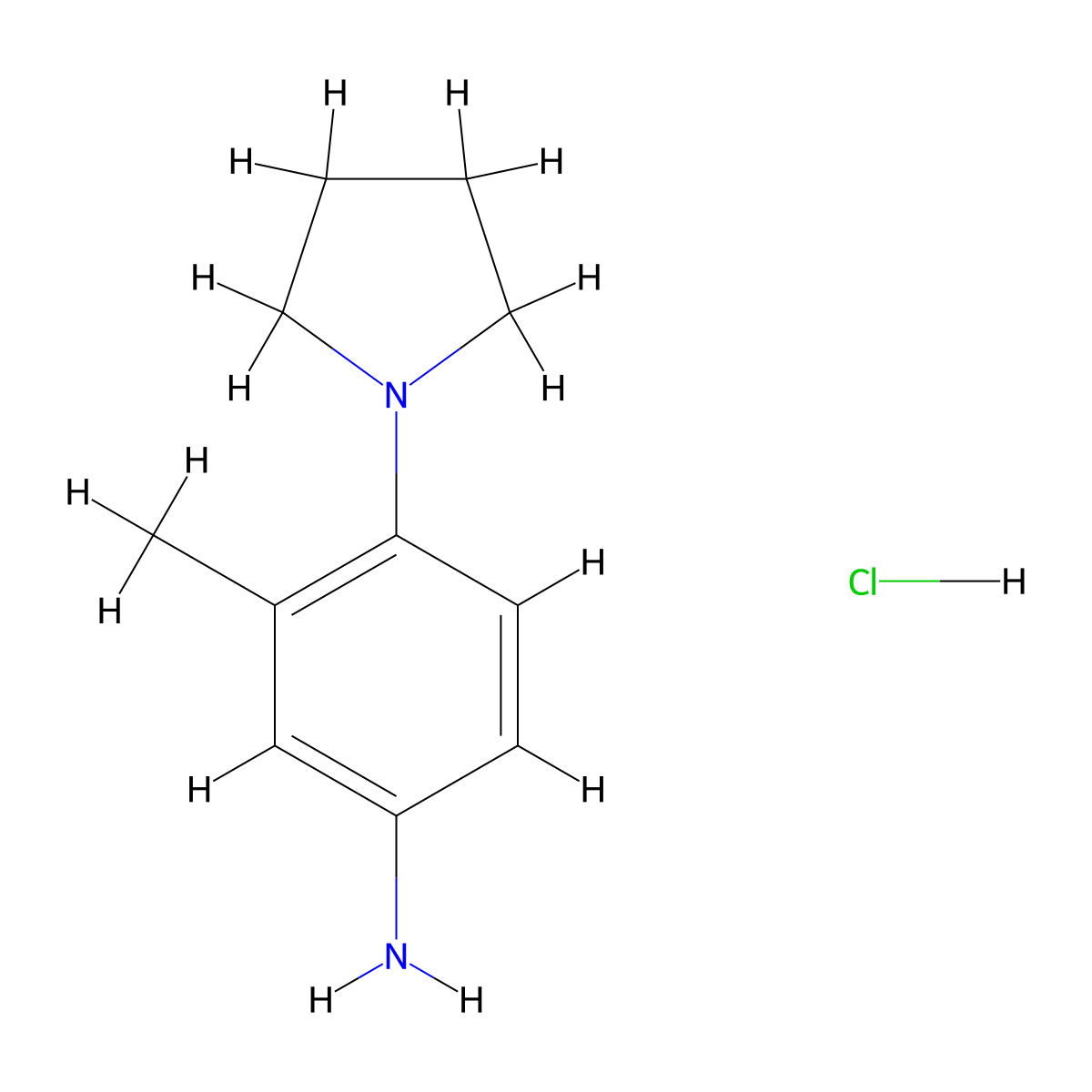 Benzenamine, 3-methyl-4-(1-pyrrolidinyl)-, hydrochloride (1:1) molecular structure, CAS 68155-75-9