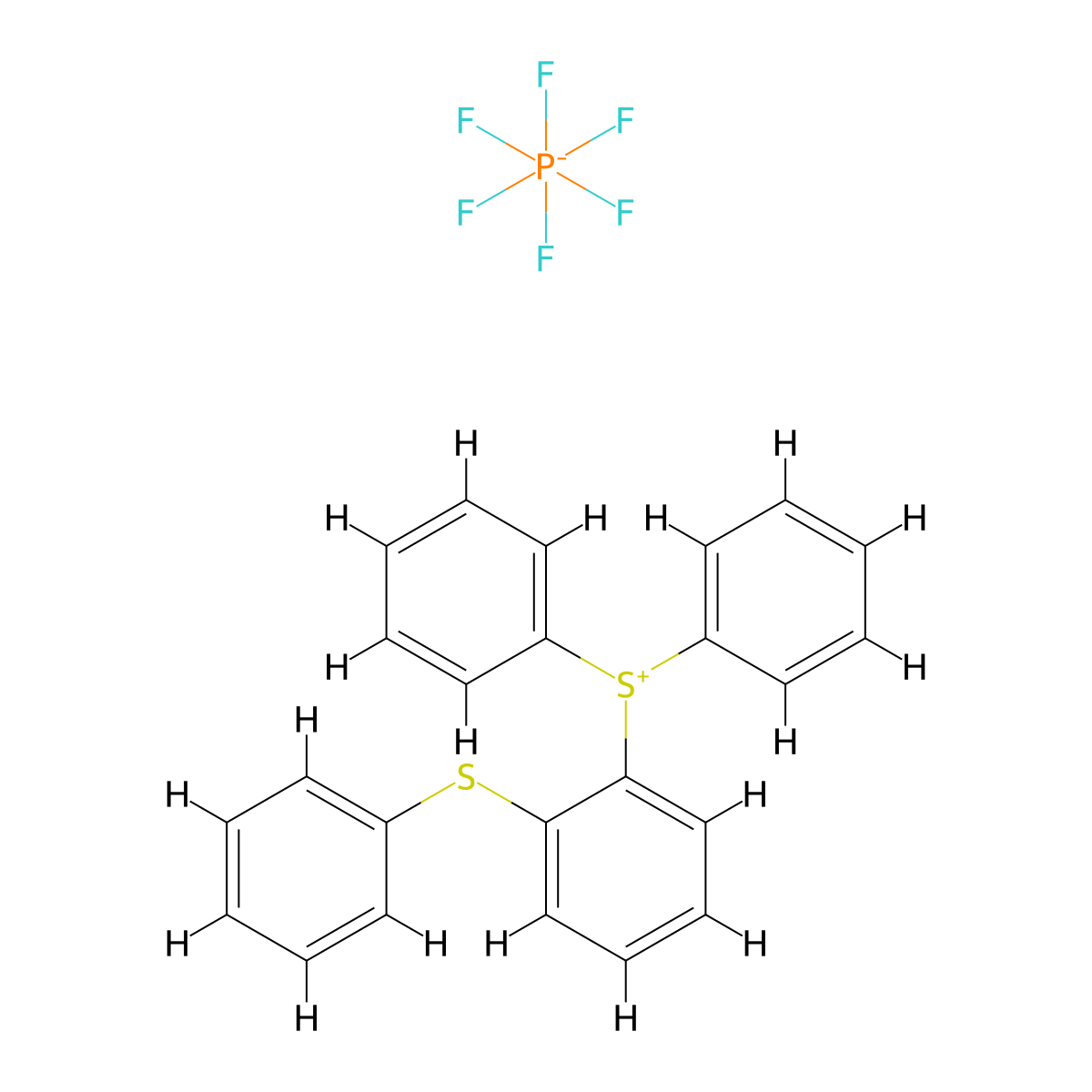 Sulfonium, diphenyl[(phenylthio)phenyl]-, hexafluorophosphate(1-) (1:1) molecular structure, CAS 68156-13-8