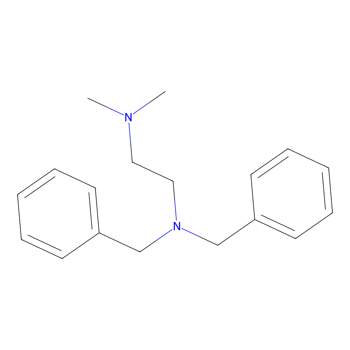 N,N-dimethyl-N',N'-dibenzylethylenediamine molecular structure, CAS 68156-59-2
