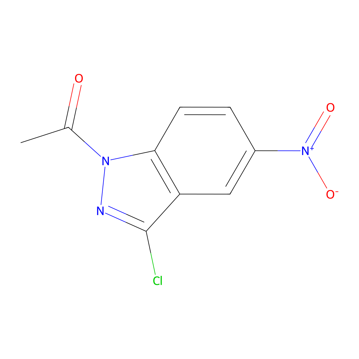 Indazole, 1-acetyl-3-chloro-5-nitro- molecular structure, CAS 68159-07-9