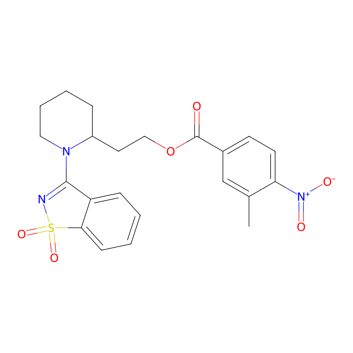 2-[1-(1,1-Dioxo-1H-1lambda~6~,2-benzothiazol-3-yl)piperidin-2-yl]ethyl 3-methyl-4-nitrobenzoate molecular structure, CAS 6816-78-0