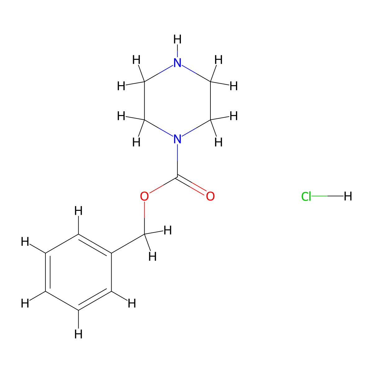 Benzyl piperazine-1-carboxylate hydrochloride molecular structure, CAS 68160-42-9