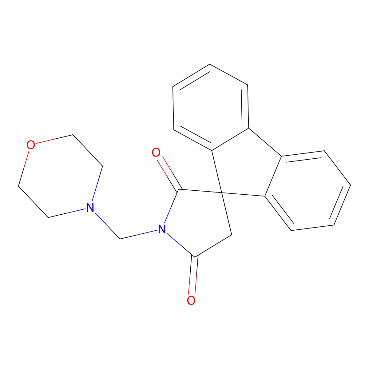 (Spiro(9H-fluorene-9,3'-pyrrolidine)-2',) 5'-dione, 1'-(4-morpholinylmethyl)- molecular structure, CAS 68161-16-0