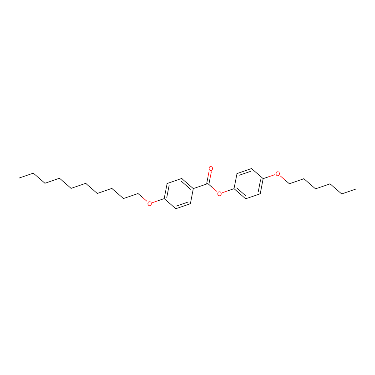 4-n-Hexoxyphenyl-4'-n-decyloxybenzoate molecular structure, CAS 68162-09-4