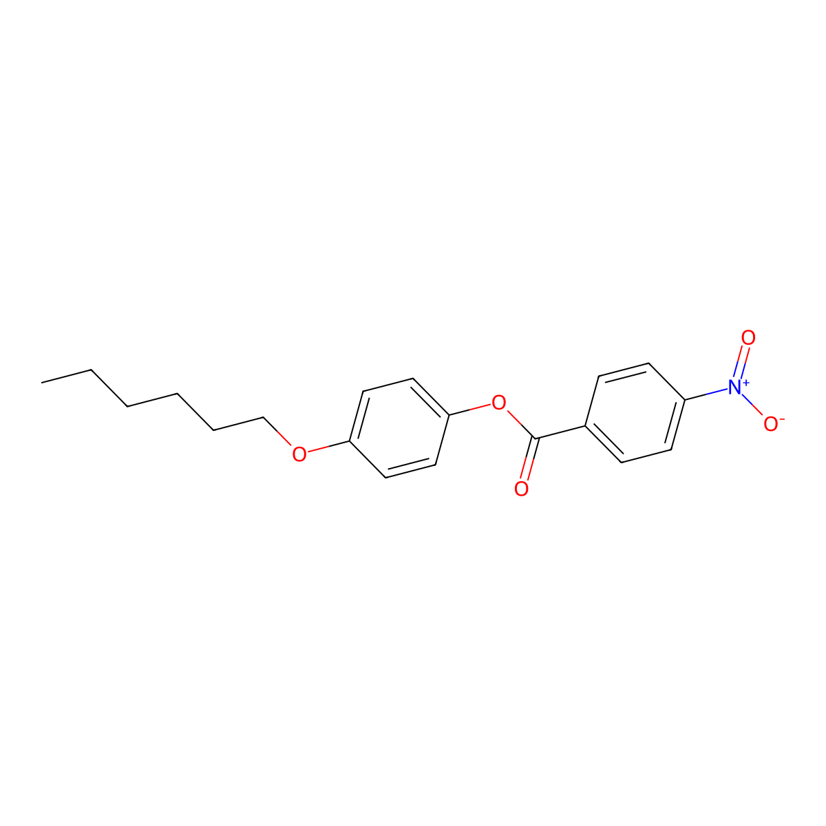 4-Hexyloxyphenyl 4-nitrobenzoate molecular structure, CAS 68162-10-7