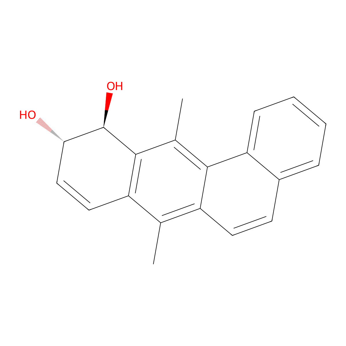 Benz(a)anthracene, 10,11-dihydro-10,11-dihydroxy-7,12-dimethyl-, (E)- molecular structure, CAS 68162-14-1