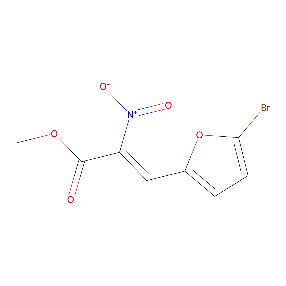alpha-Nitro-5-bromo-2-furanacrylic acid, methyl ester molecular structure, CAS 68162-38-9