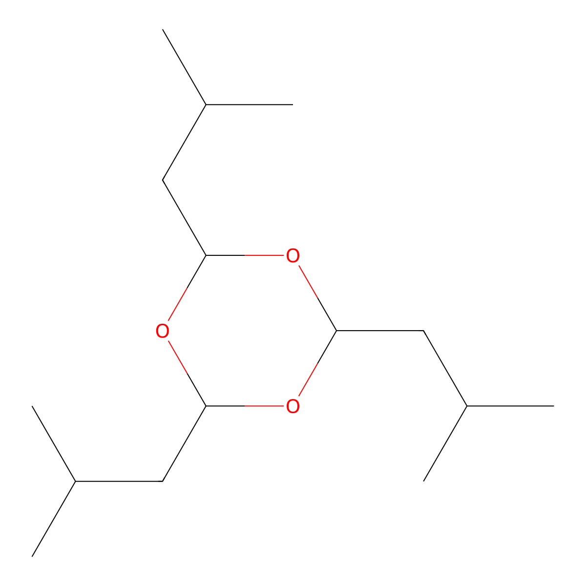 2,4,6-Triisobutyl-1,3,5-trioxane molecular structure, CAS 68165-40-2