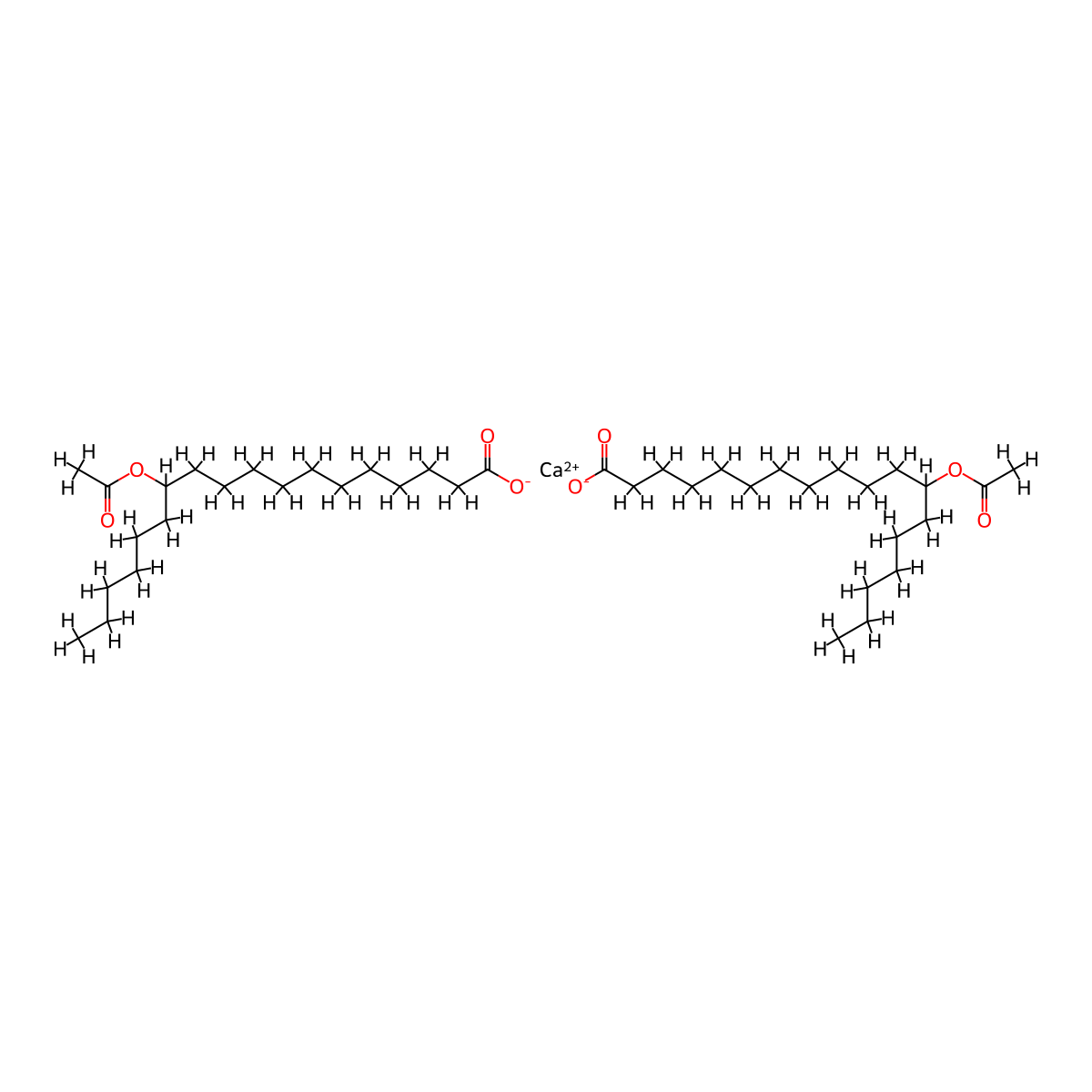 Octadecanoic acid, 12-(acetyloxy)-, calcium salt (2:1) molecular structure, CAS 68171-61-9