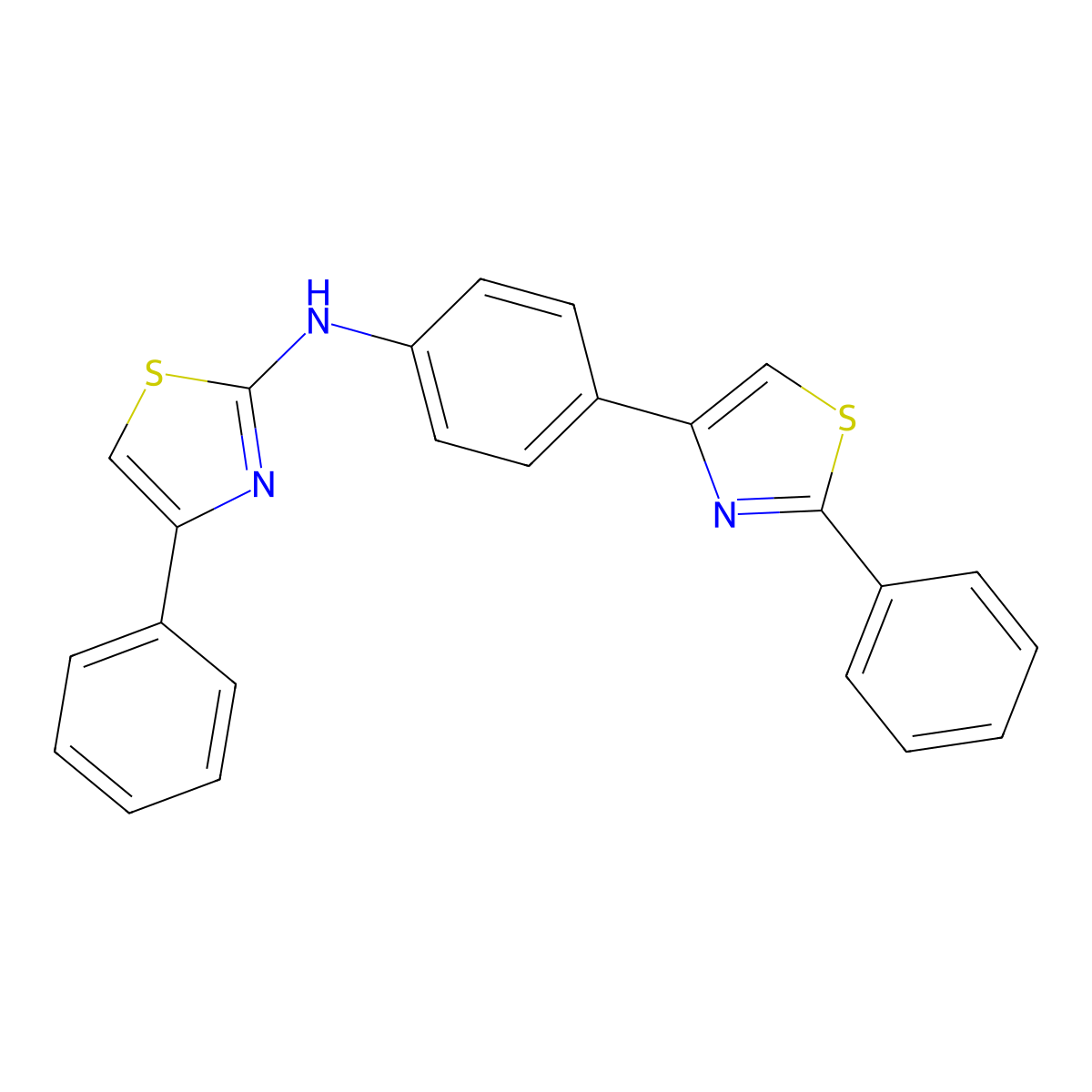 2-Thiazolamine, 4-phenyl-N-(4-(2-phenyl-4-thiazolyl)phenyl)- molecular structure, CAS 68173-65-9