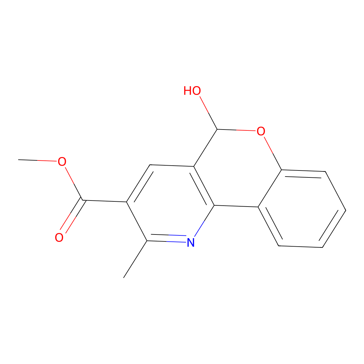 methyl 5-hydroxy-2-methyl-5H-chromeno[4,3-b]pyridine-3-carboxylate molecular structure, CAS 68176-49-8
