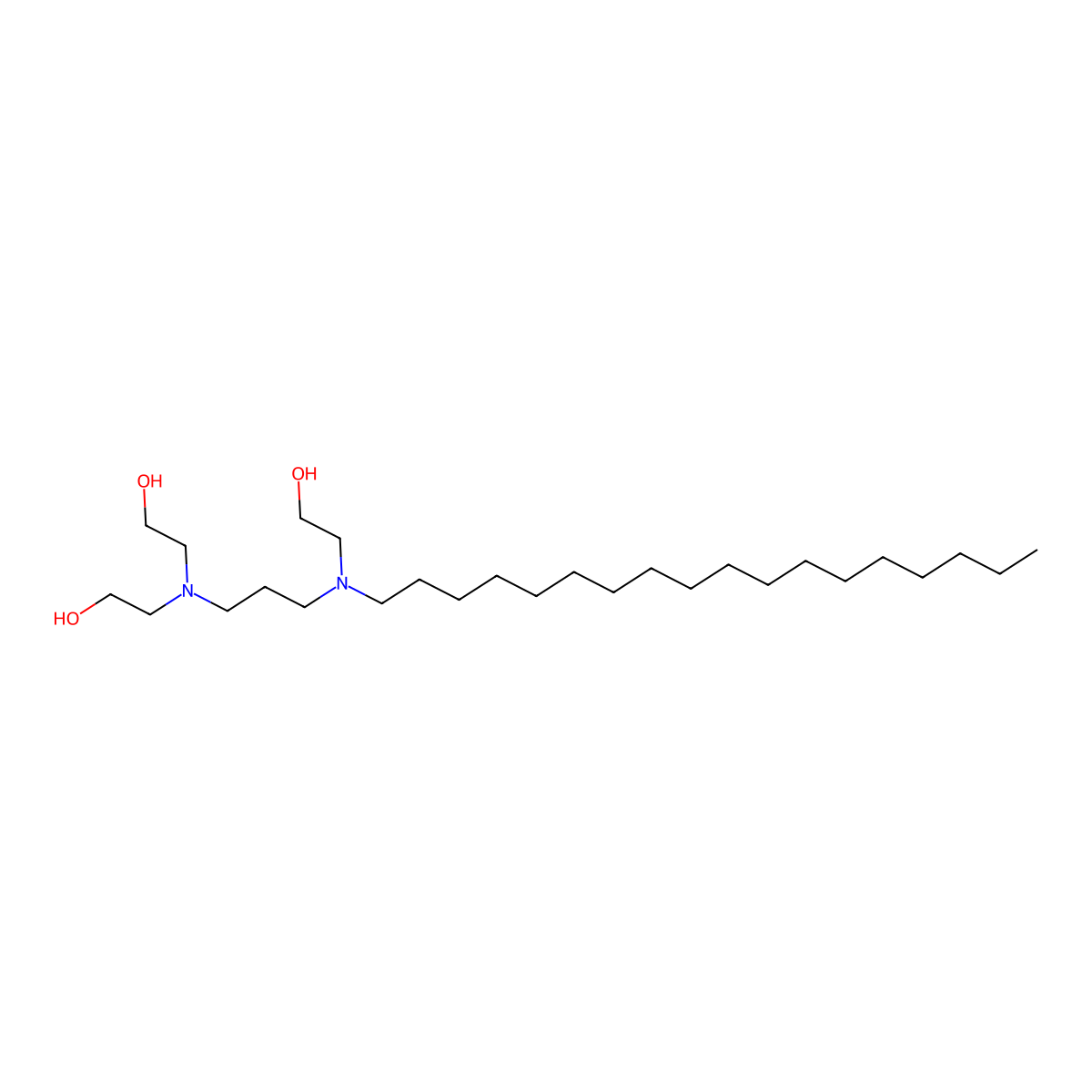 N-Stearyl-N-(2-hydroxyethyl)-N',N'-bis(2-hydroxyethyl)trimethylenediamine molecular structure, CAS 6818-37-7