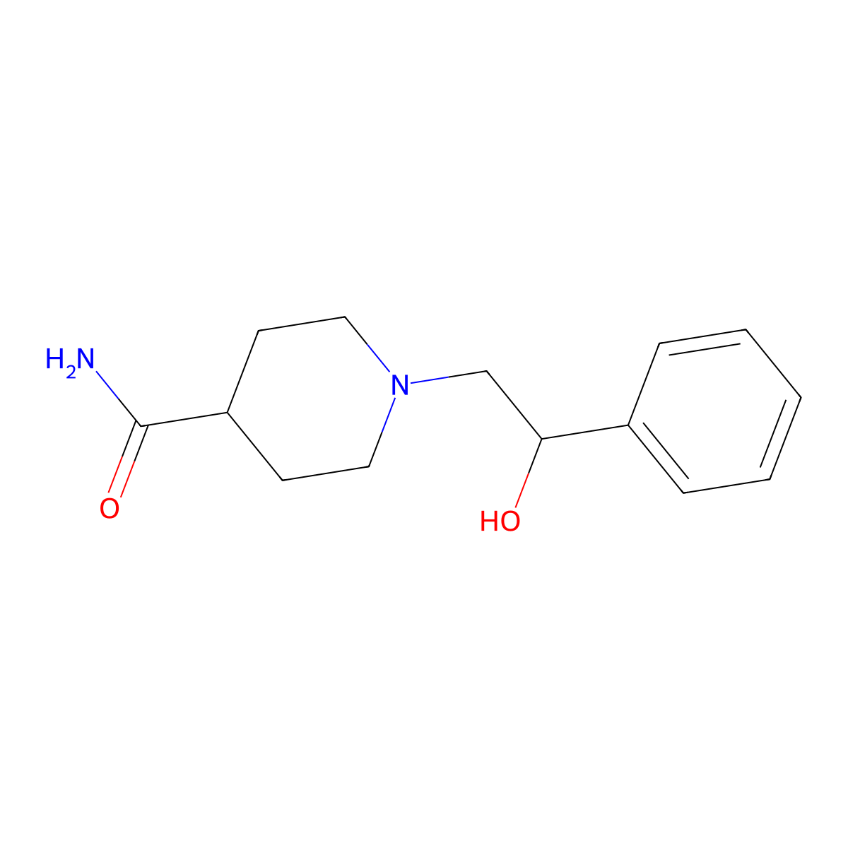 1-(2-Hydroxy-2-phenylethyl)piperidine-4-carboxamide molecular structure, CAS 681801-45-6