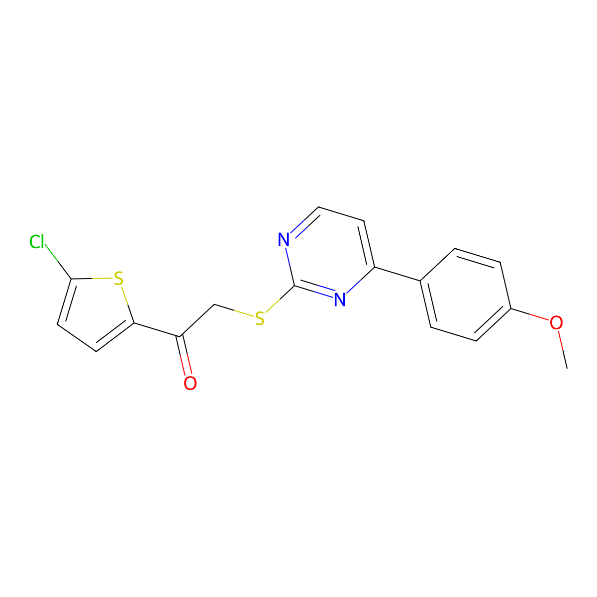 1-(5-Chloro-2-thienyl)-2-{[4-(4-methoxyphenyl)pyrimidin-2-yl]thio}ethan-1-one molecular structure, CAS 681801-49-0
