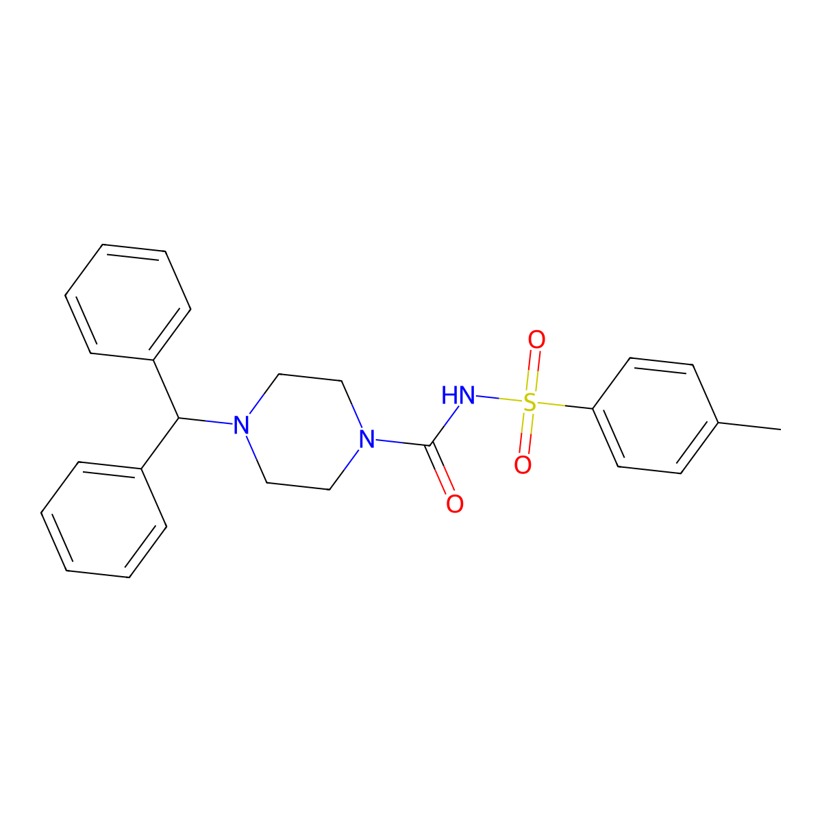4-benzhydryl-N-(4-methylphenyl)sulfonylpiperazine-1-carboxamide molecular structure, CAS 681801-56-9