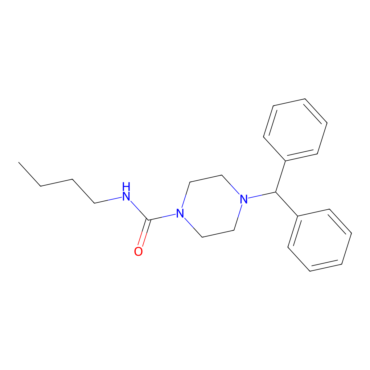4-benzhydryl-N-butylpiperazine-1-carboxamide molecular structure, CAS 681801-59-2