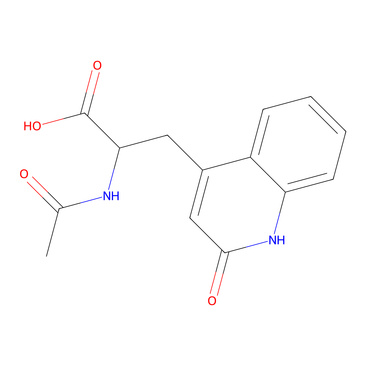 2-Acetylamino-3-(2-quinolon-4-yl)propionic acid molecular structure, CAS 681806-75-7