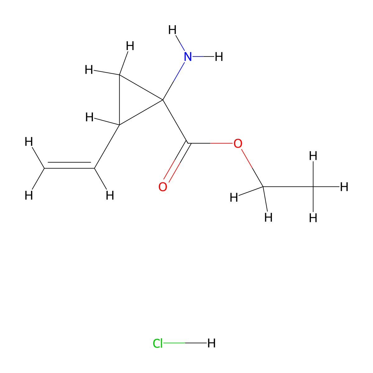 Ethyl 1-amino-2-vinylcyclopropane-1-carboxylate hydrochloride molecular structure, CAS 681807-60-3
