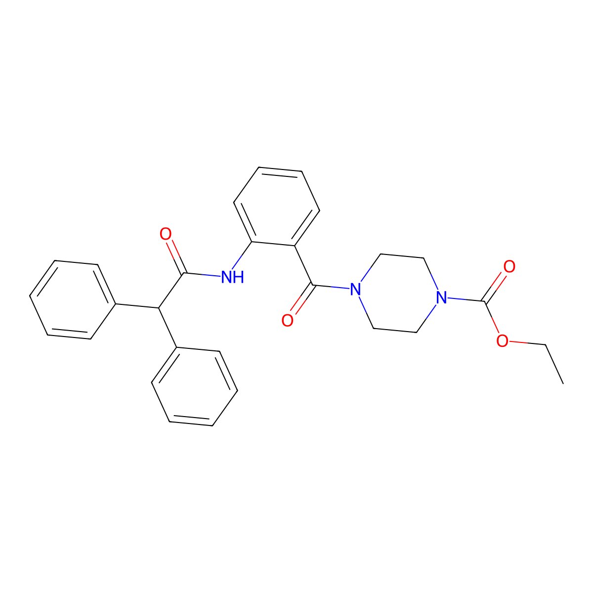 Ethyl 4-({2-[(diphenylacetyl)amino]phenyl}carbonyl)piperazine-1-carboxylate molecular structure, CAS 681834-80-0