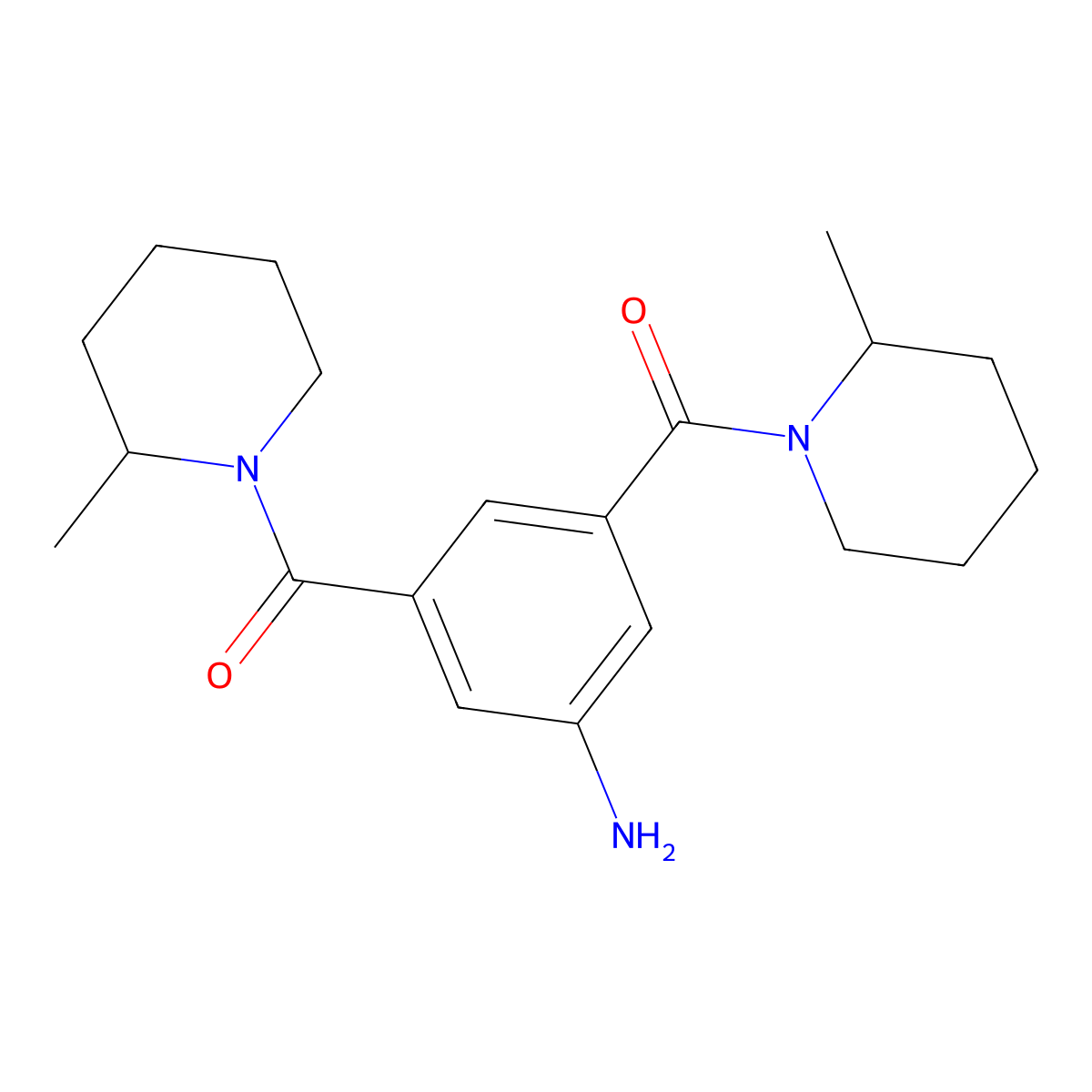 {3,5-Bis[(2-methylpiperidin-1-yl)carbonyl]phenyl}amine molecular structure, CAS 681835-31-4