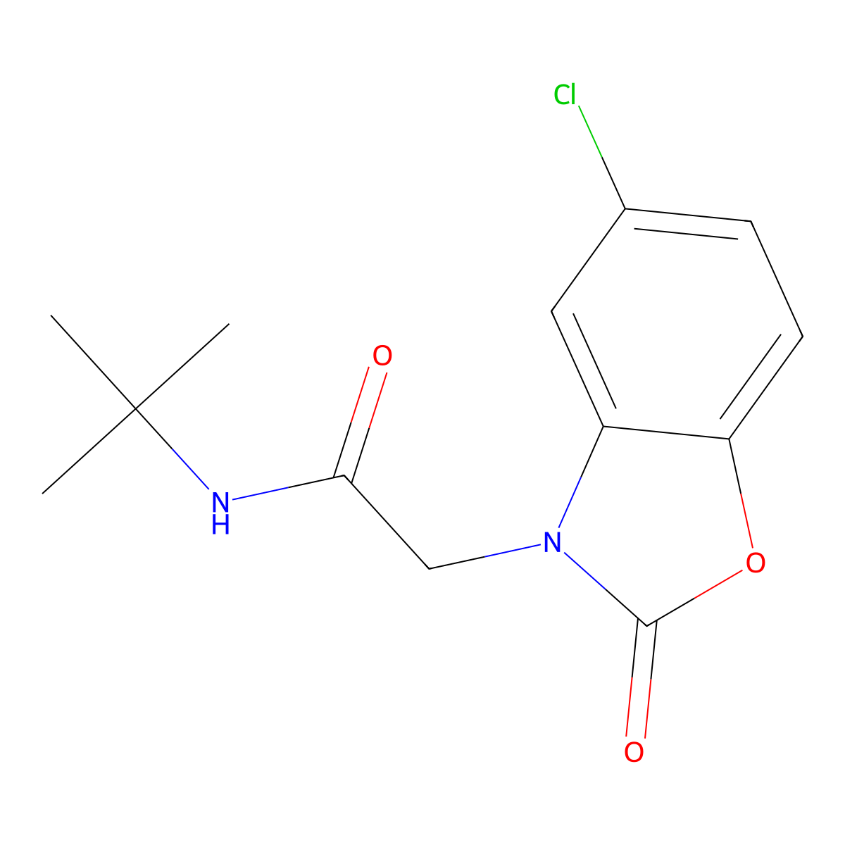 N-tert-butyl-2-(5-chloro-2-oxo-1,3-benzoxazol-3-yl)acetamide molecular structure, CAS 681836-04-4