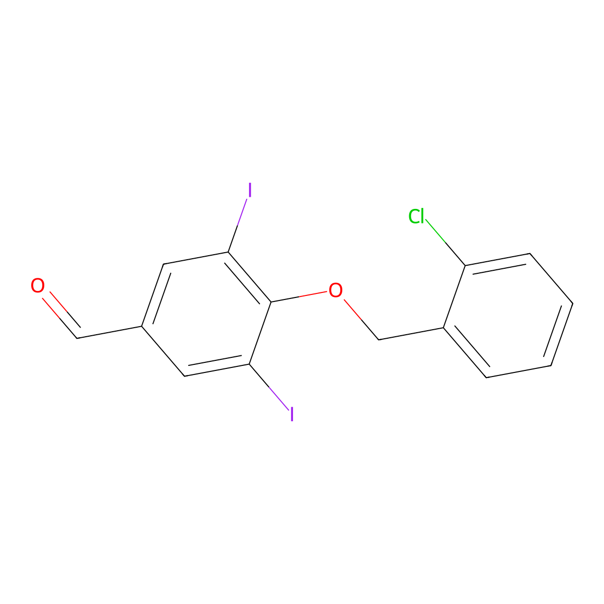 4-[(2-Chlorobenzyl)oxy]-3,5-diiodobenzaldehyde molecular structure, CAS 681836-22-6