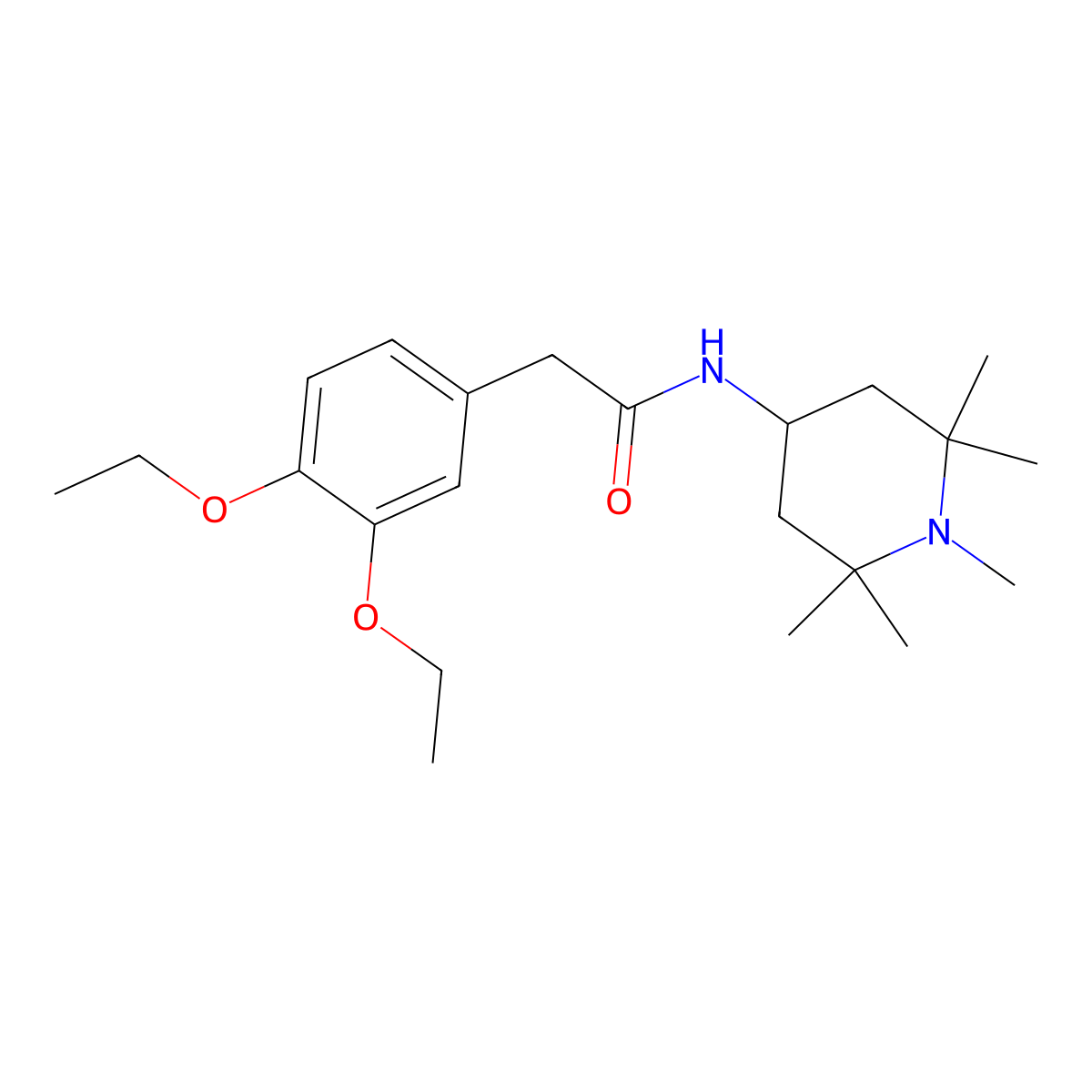 3,4-Diethoxy-N-(1,2,2,6,6-pentamethyl-4-piperidinyl)benzeneacetamide molecular structure, CAS 681837-32-1