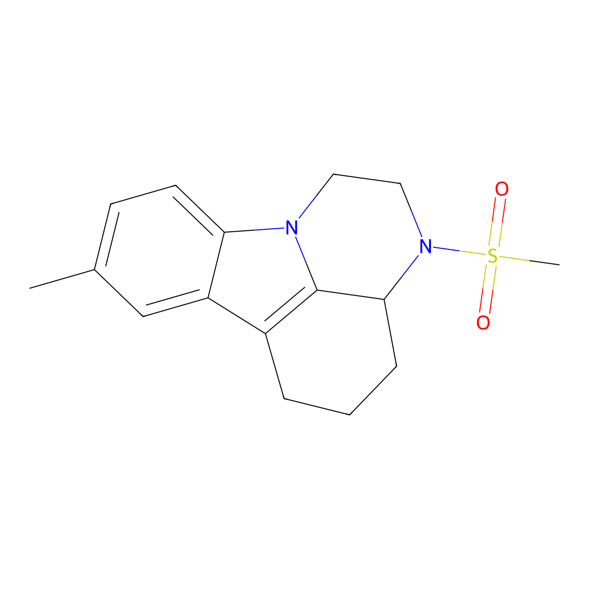 8-methyl-3-(methylsulfonyl)-2,3,3a,4,5,6-hexahydro-1H-pyrazino[3,2,1-jk]carbazole molecular structure, CAS 681837-61-6