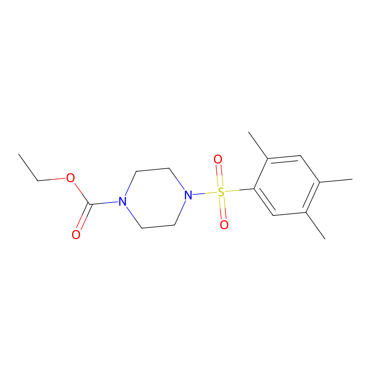 Ethyl 4-[(2,4,5-trimethylphenyl)sulfonyl]piperazine-1-carboxylate molecular structure, CAS 681837-75-2