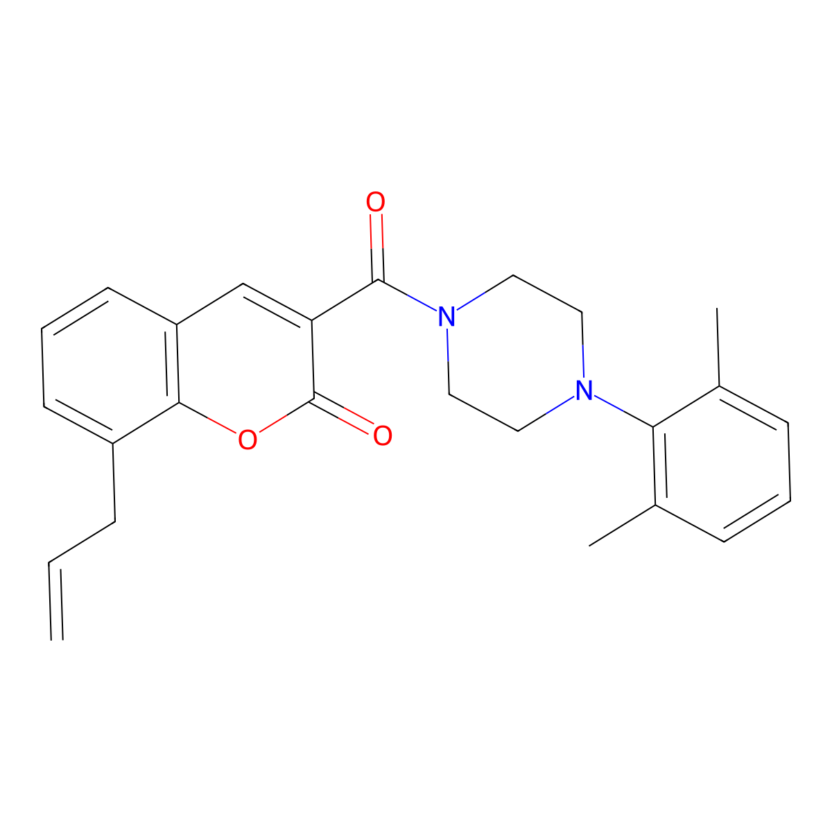 3-[4-(2,6-Dimethylphenyl)piperazine-1-carbonyl]-8-prop-2-enylchromen-2-one molecular structure, CAS 681837-83-2