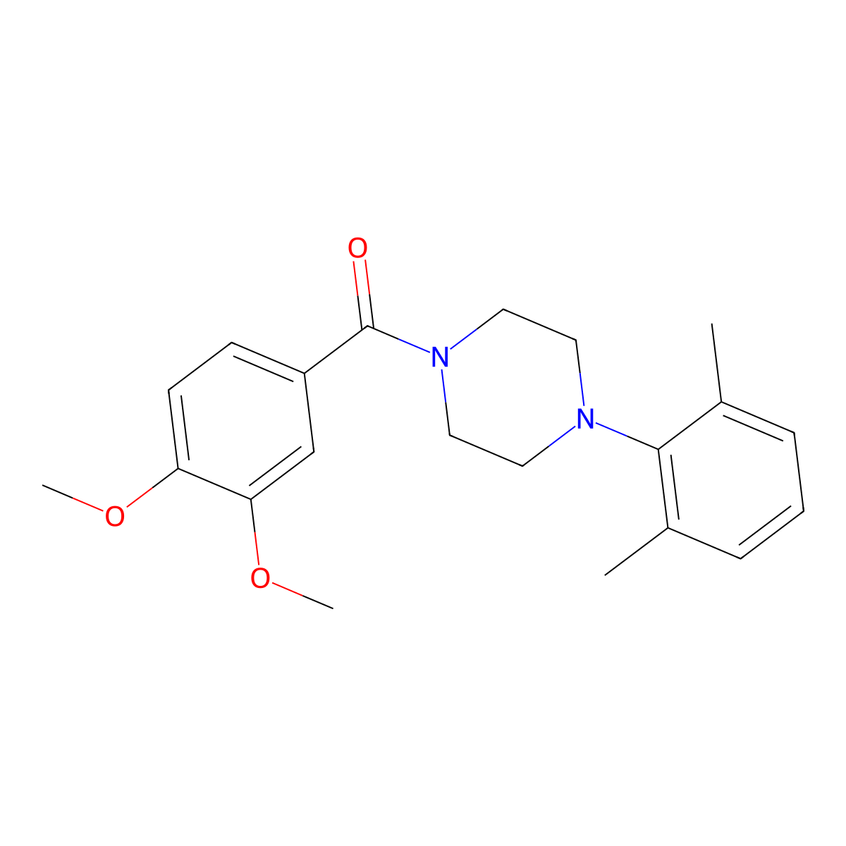 (3,4-Dimethoxyphenyl)[4-(2,6-dimethylphenyl)piperazin-1-yl]methanone molecular structure, CAS 681837-84-3