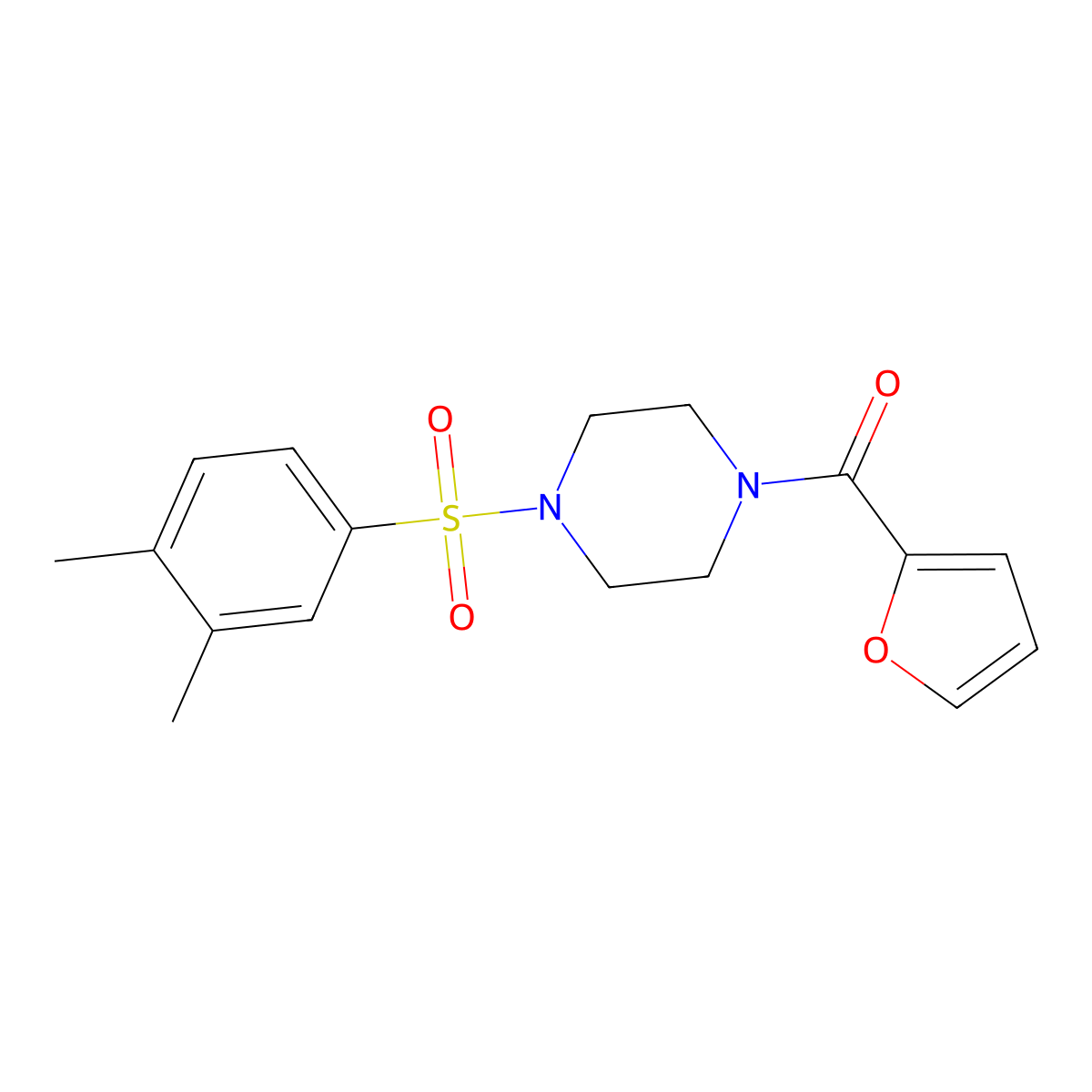 1-[(3,4-Dimethylphenyl)sulfonyl]-4-(2-furoyl)piperazine molecular structure, CAS 681837-85-4