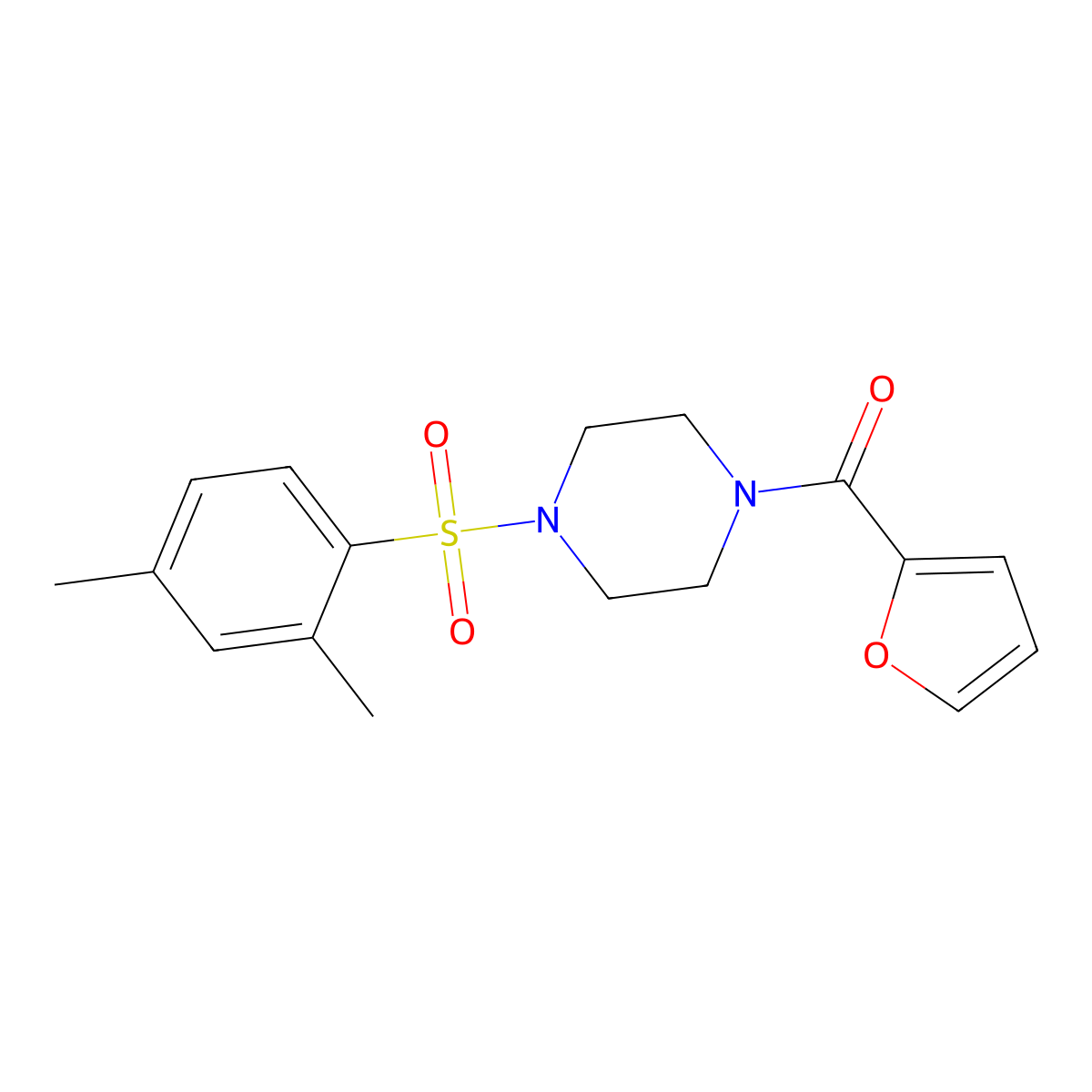 [4-(2,4-Dimethylphenyl)sulfonylpiperazin-1-yl]-(furan-2-yl)methanone molecular structure, CAS 681837-90-1