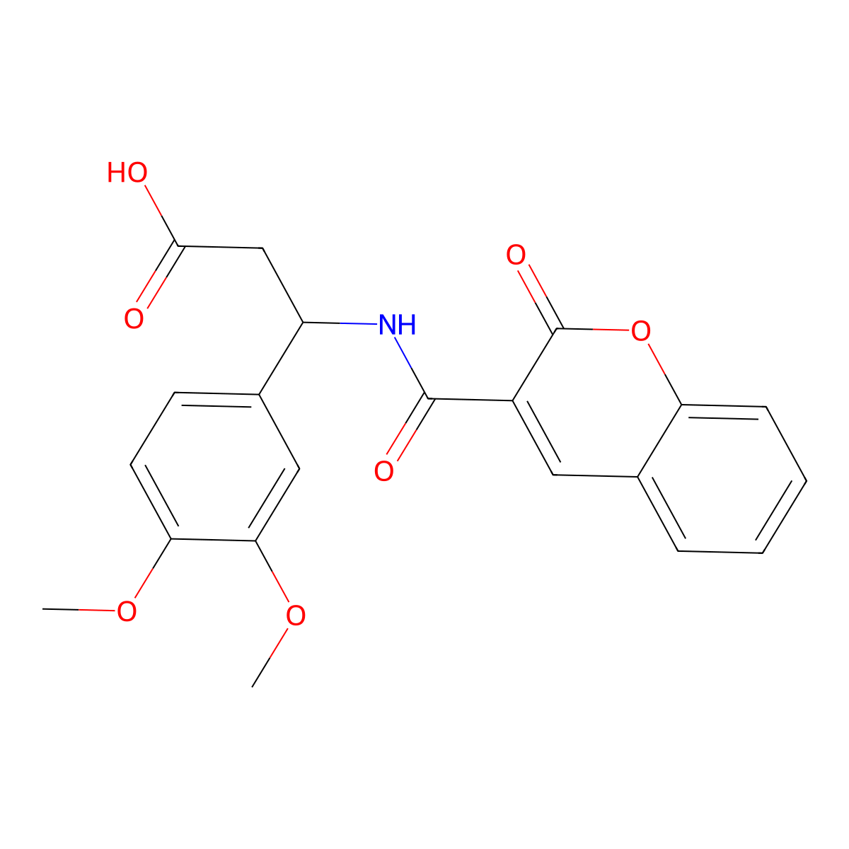 3-(3,4-Dimethoxyphenyl)-3-[(2-oxochromen-3-yl)carbonylamino]propanoic acid molecular structure, CAS 681838-00-6