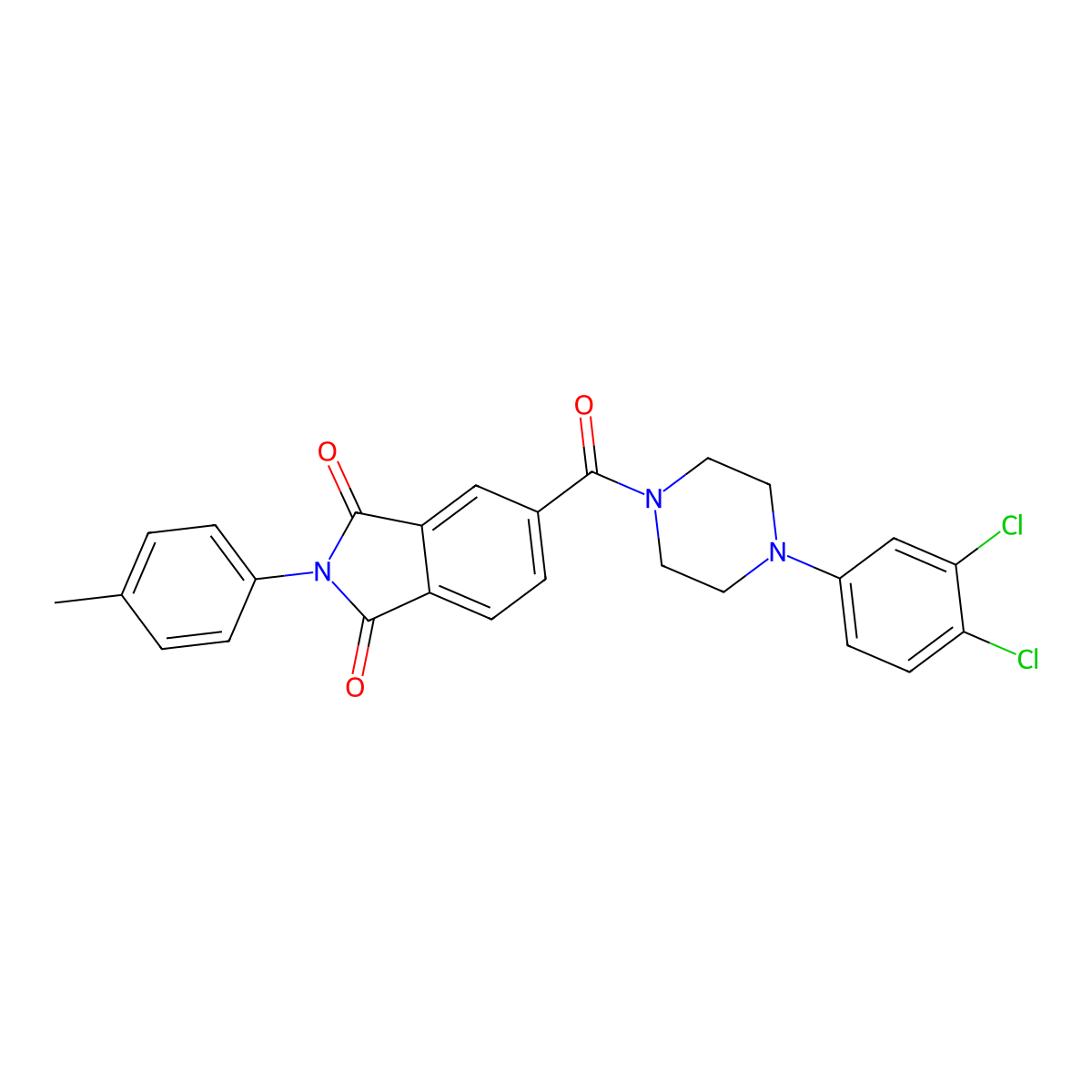 5-[4-(3,4-Dichlorophenyl)piperazine-1-carbonyl]-2-(4-methylphenyl)isoindole-1,3-dione molecular structure, CAS 681838-07-3