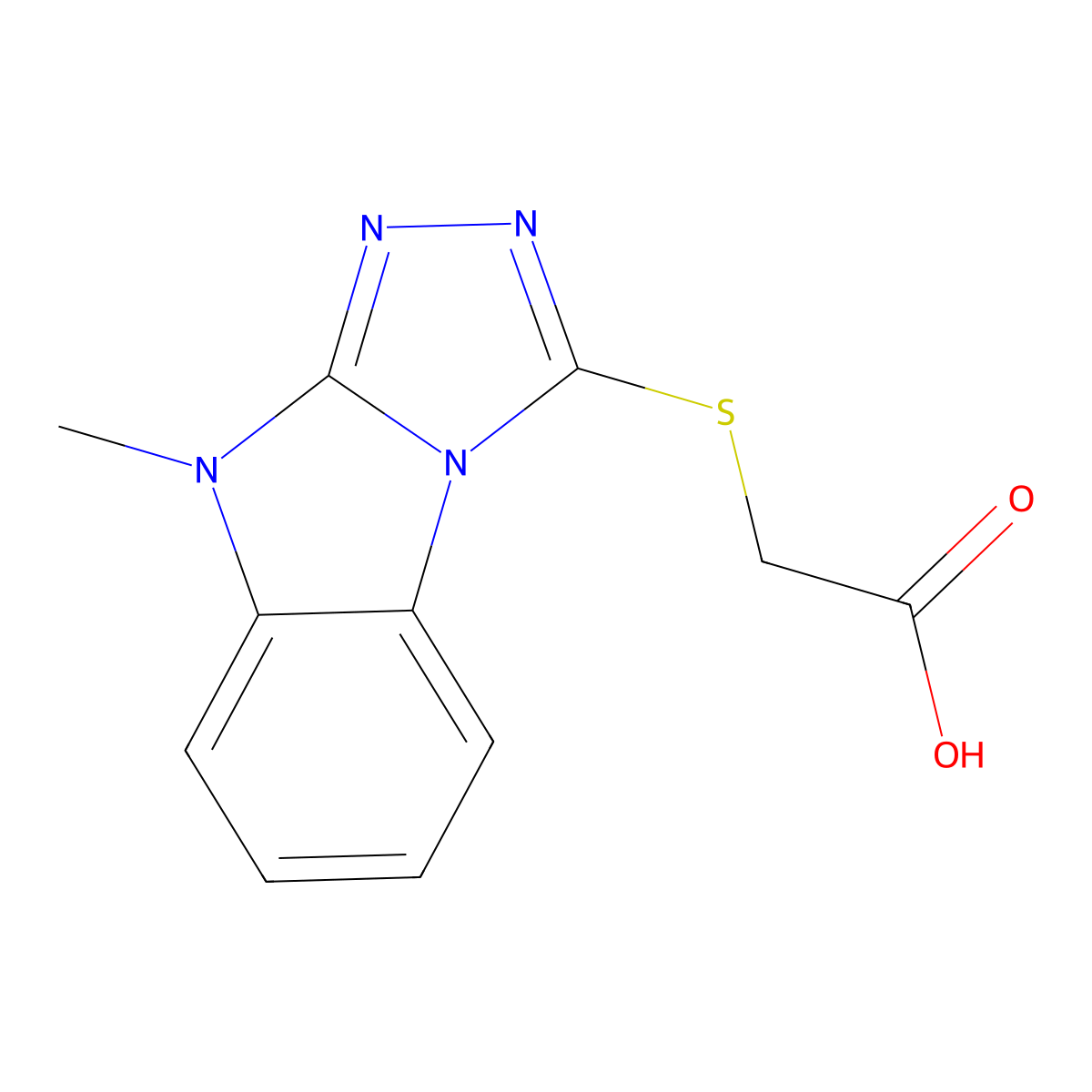 [(9-Methyl-9H-[1,2,4]triazolo[4,3-a]benzimidazol-3-yl)thio]acetic acid molecular structure, CAS 681838-49-3